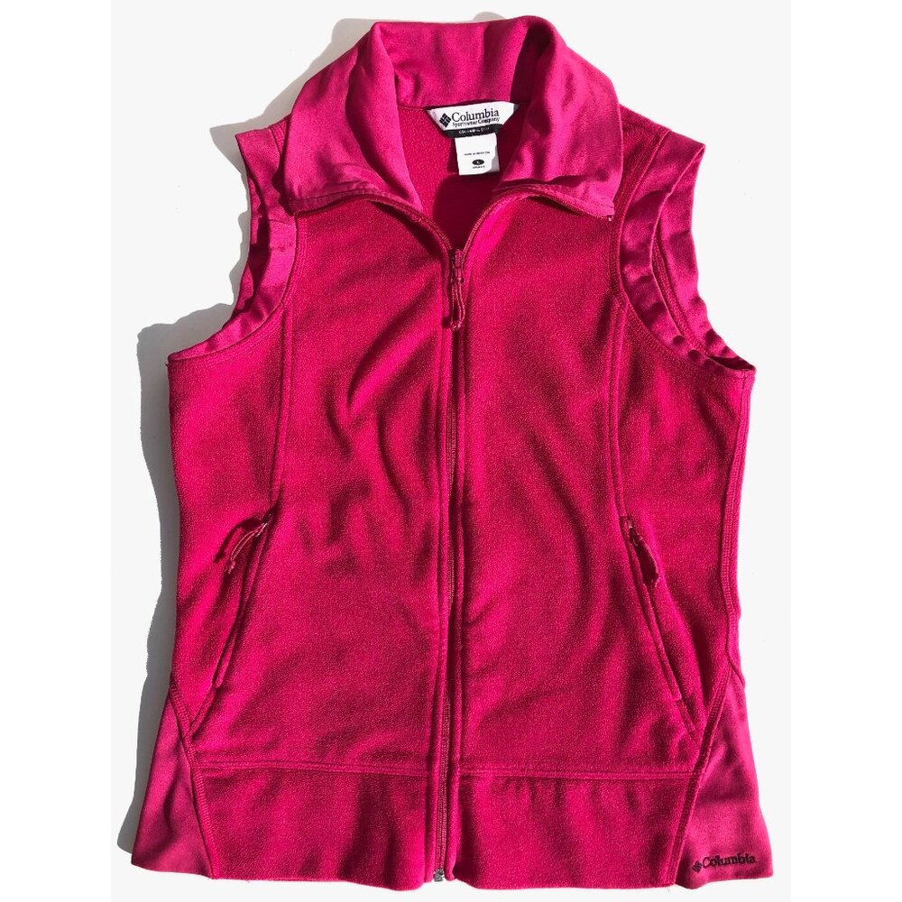 Columbia Sportswear Vest Women size L Large Hot Pink Sleeveless Full Zip Fleece